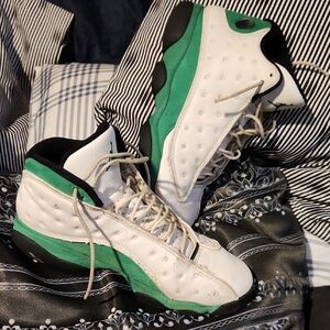Jordan White and Green Sneakers